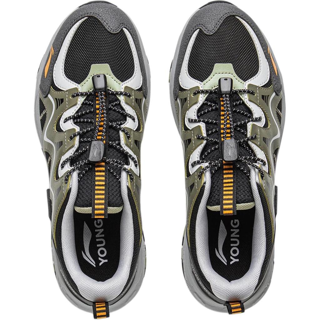 Li Ning Kids Running Shoes Comfortable Versatile Shock Absorbing Durable Waterproof Low Top Kids sneaker Green YKFV152-1