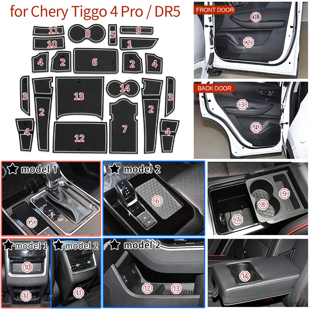 Anti-Slip Gate Slot Mat for Chery Tiggo 4 Pro / DR5 Car Door Groove Pad Interior Accessories Cup Holder Rubber Coaster