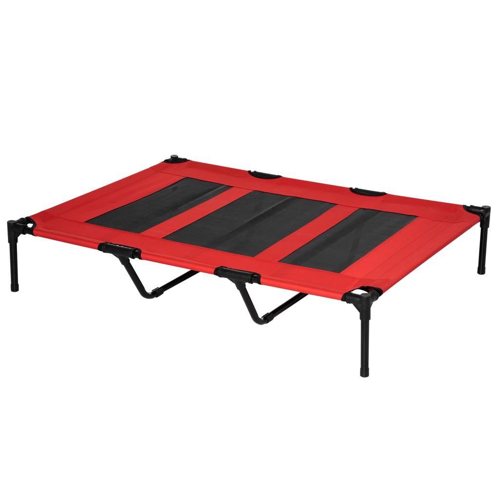 Elevated Pet Bed for Dogs and Cats, 122 x 92 x 23 cm, Mesh Area, Oxford Cloth, Red