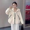Women's Loose Fit Hooded Windbreaker Jacket - Versatile Korean Style, Drawstring Short Design for Spring & Autumn