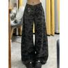 American Camouflage Jeans Women's High Waist Loose Straight Tooling Wide Leg Pants Tide Spring New
