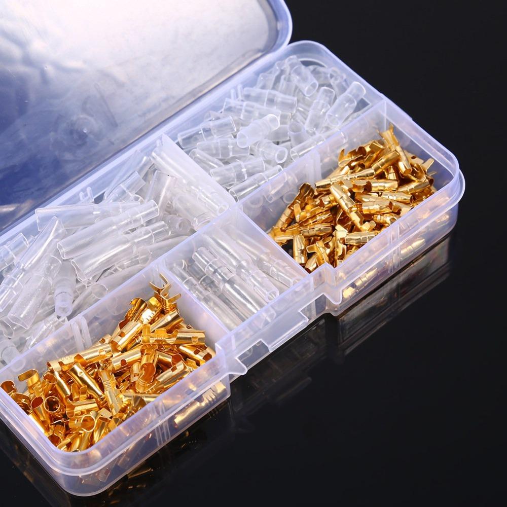240Pcs 3.5mm Size Bullet Connectors Terminal Male & Female with Insulation Cover Crimp Terminals Gold Wire Terminals