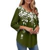 Women's Fashion Seven Sleeve Top Round Neck Pleated Casual Printed Top