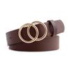 Silver Gold Double Ring Belts for Jeans Women Girls Fashion Waist Belt PU Metal Buckle Belt Leisure Dress Jeans Wild Waistband