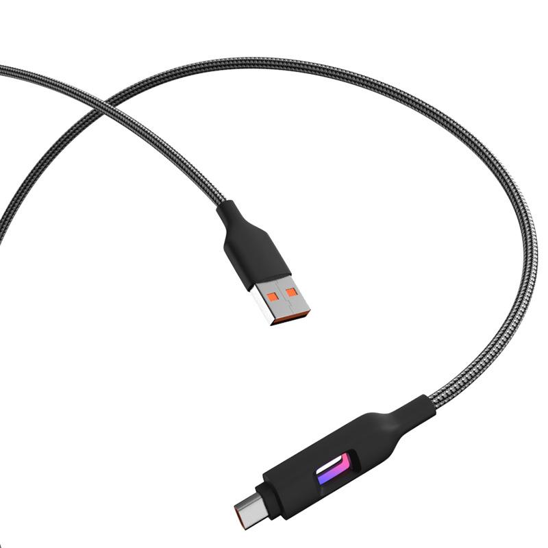 Kirin Dragon 120W Fast Charging Type-C Cable with Colorful Breathing Light for Redmi, Xiaomi, Huawei - Braided Design