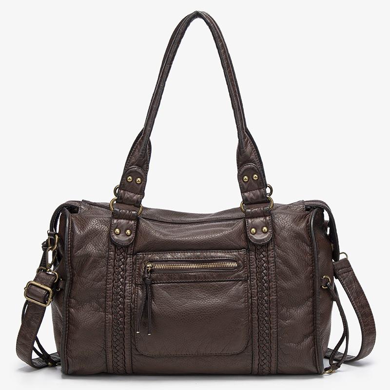 Simple and Large-capacity Tote Bag, Women's Work Washed Commuter Handbag Bag, Fashionable One-shoulder Underarm Messenger Bag.