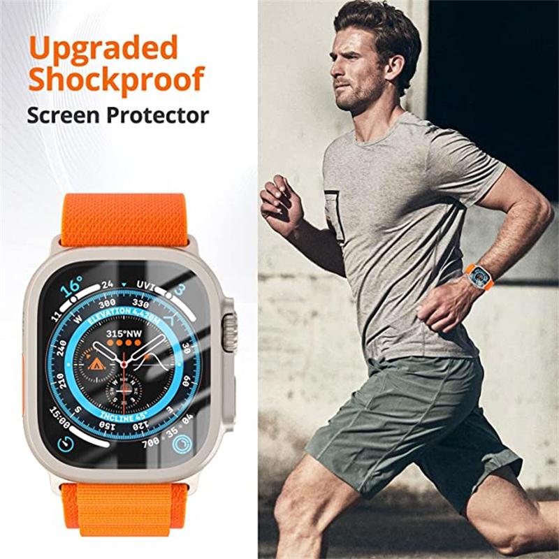 Aluminium Alloy Case+Tempered Glass for Apple Watch Ultra 2 49mm Anti-Scratch Screen Protector for iWatch Ultra 49mm Cover Film