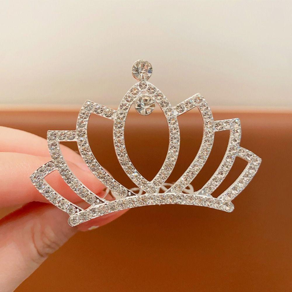 

Pearl Rhinestone Crown Hair Comb Flower Crystal Hairpins Children Tiara Headband Ladies/Children A