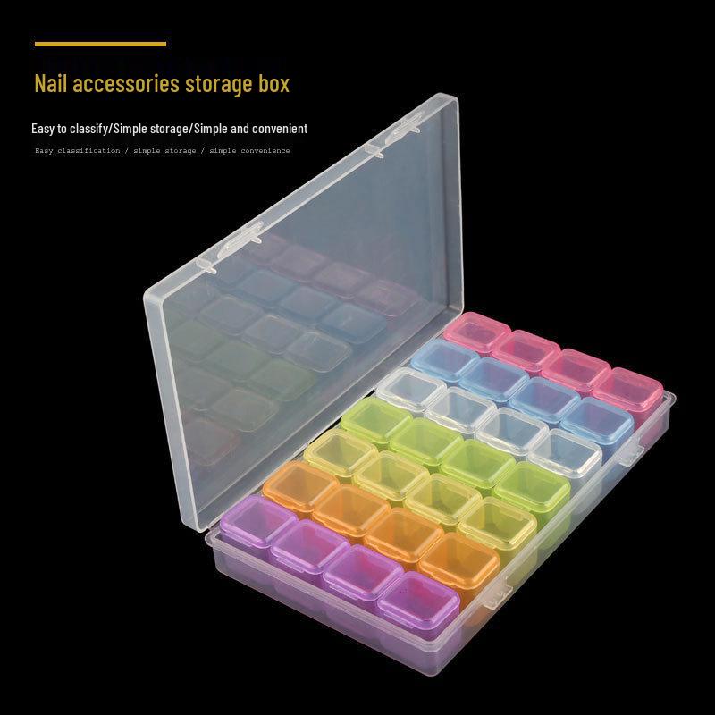 28-Grid Transparent Nail Art Jewelry Storage Box