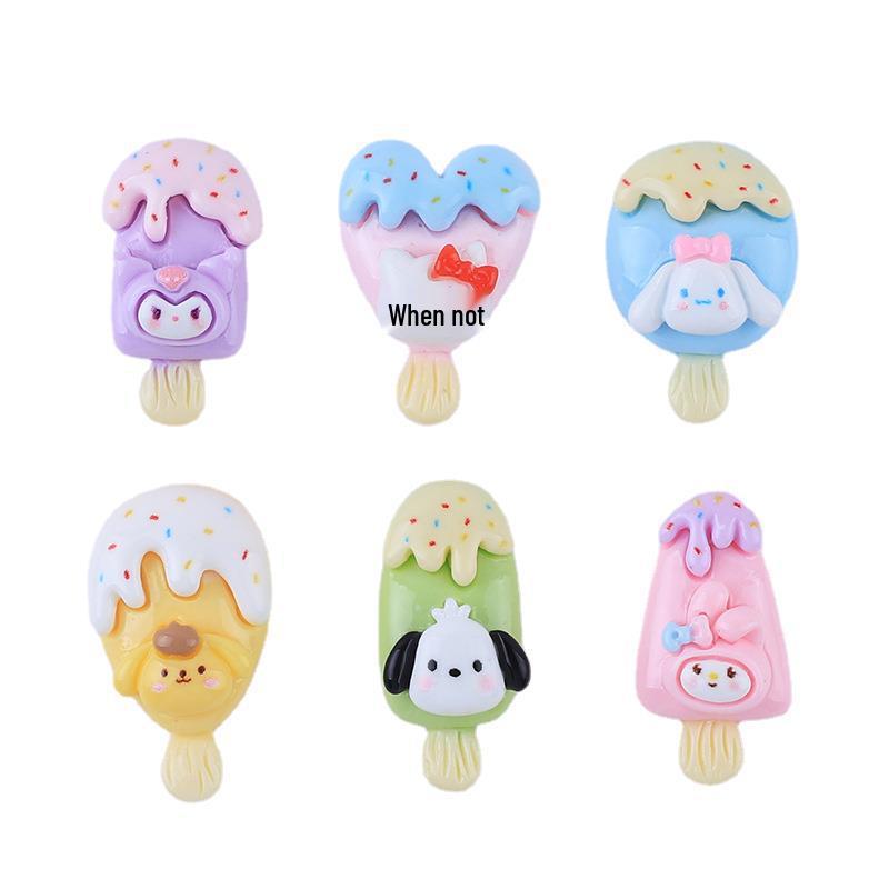 Glossy Animal Ice Cream Cartoon Resin Hair Clip DIY Ornament Accessories