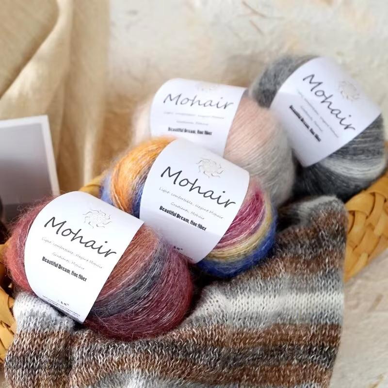 Gradient Mohair Soft Cotton Yarn For DIY Crochet Hand Knitting Yarn Segment Dyed Wool Yarn For Baby Sweater Hat Scarf