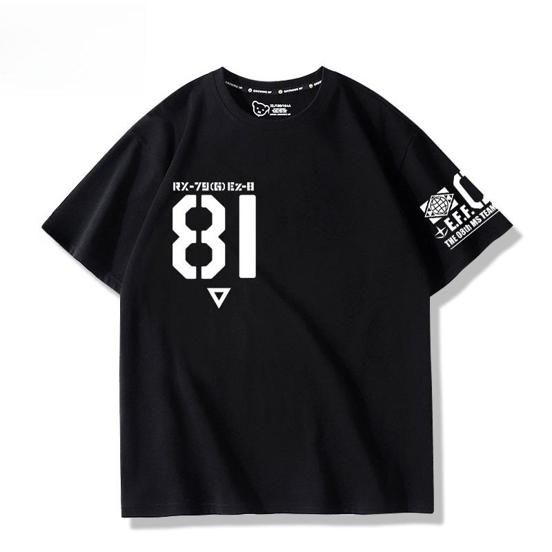 Mobile Suit Gundam 08MS Squad Ez-8 Logo Anime Joint Peripheral Short Sleeve T-Shirt Men s and Women s Clothes Summer S