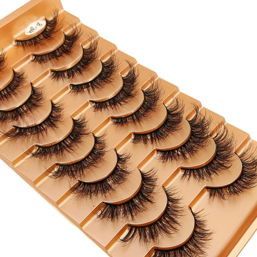 New 10 pairs of natural fluffy 3D artificial mink false eyelash makeup set with extended eyelashes and short eyelashes