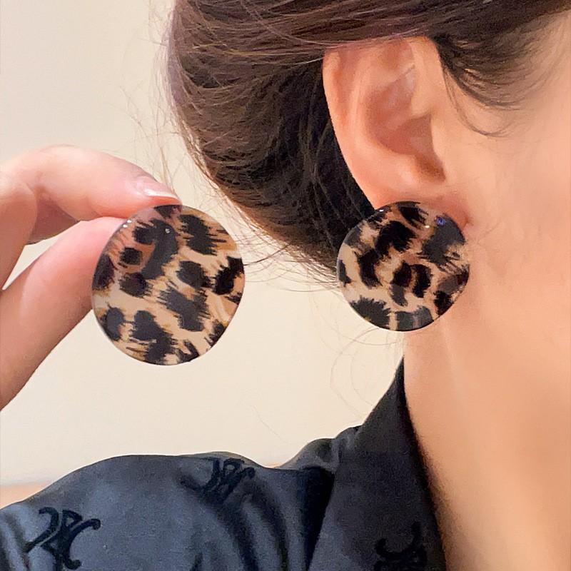 

Medieval Maillard Tiger s Eye Round Earrings Simple Fashion Temperament Versatile Earrings Niche High-end Earrings Women