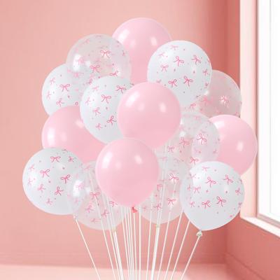 16pcs Pink White Bow Balloon Bunch Birthday Party Decoration Kids Girl Wedding Birthday Party Supplies Favors Baby Shower Decor