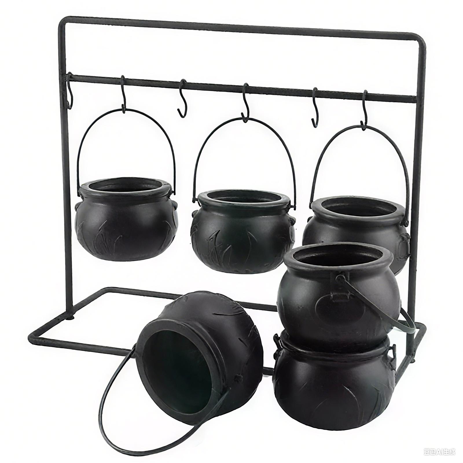 

Halloween Party Mini/ Witch Jar Candy Bowl Black Plastic Bucket Stand Desktop Ornaments Garden Decoration One Size
