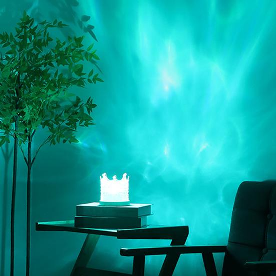 Bedside Lamp Ocean Wave Projector Light with Remote Control Dimmable Desktop Color-changing Night Light Ambient Lighting