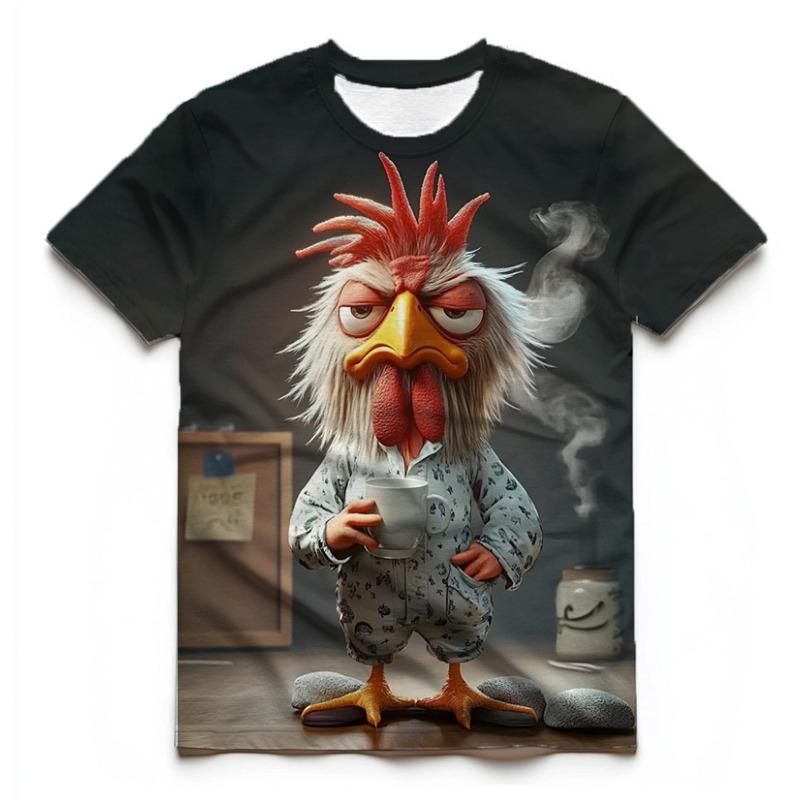 

Cute Lazy Chicken Graphic T Shirts For Men Summer Casual Short Sleeve 3D Animal Printed T-shirts Loose Breathable Daily Wear Tee 6XL
