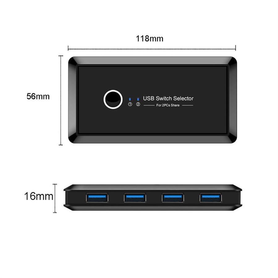 Přepínač USB 2.0 pro PC Skener Klávesnice Myš Tiskárna 2 Počítače Sdílející 4 Zařízení USB Port
