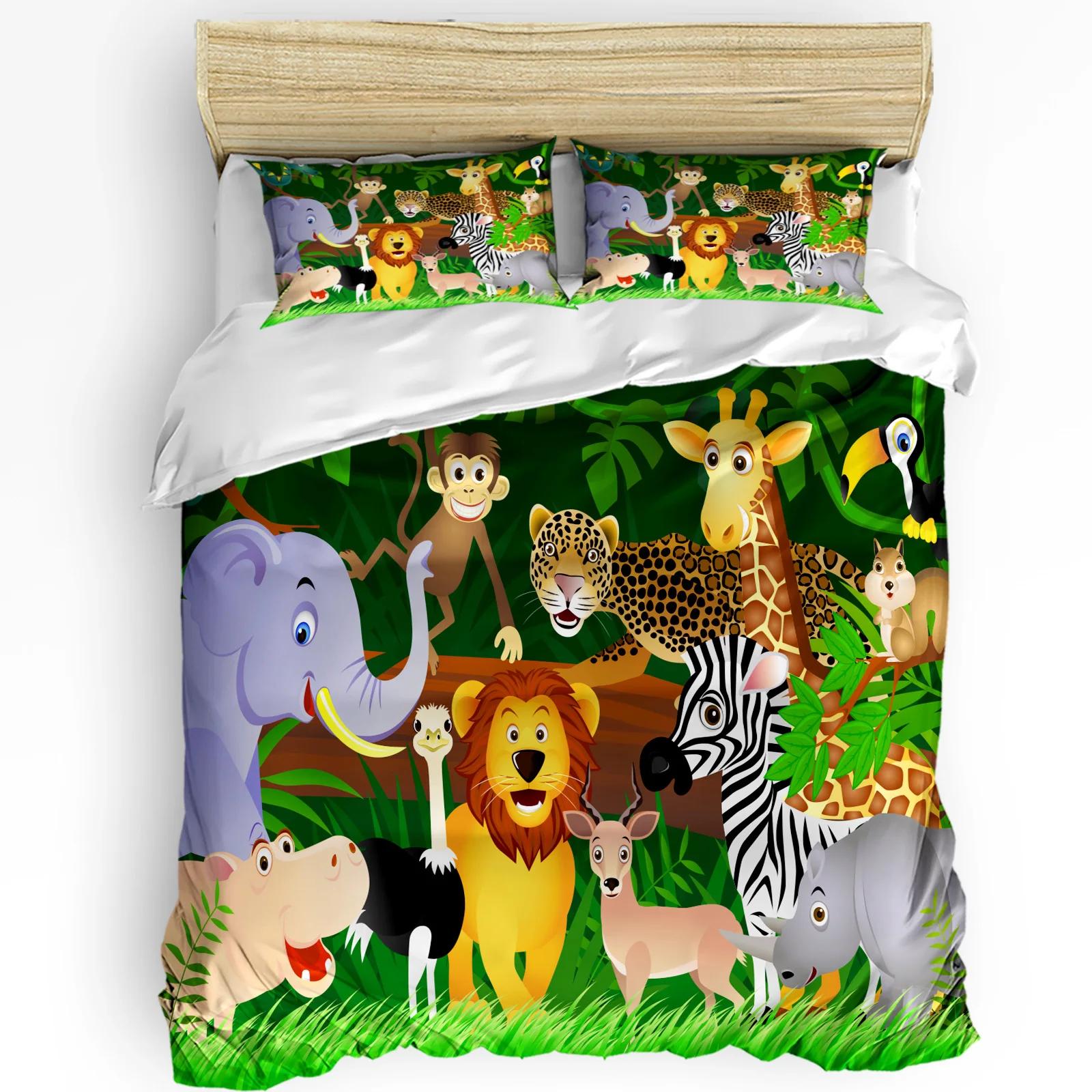 

3pcs Bedding Set Forest Animal Cartoon Fox Deer Bear Home Textile Duvet Cover Pillow Case Boy Kid Teen Girl Bedding Covers Set EU single(135x200cm)
