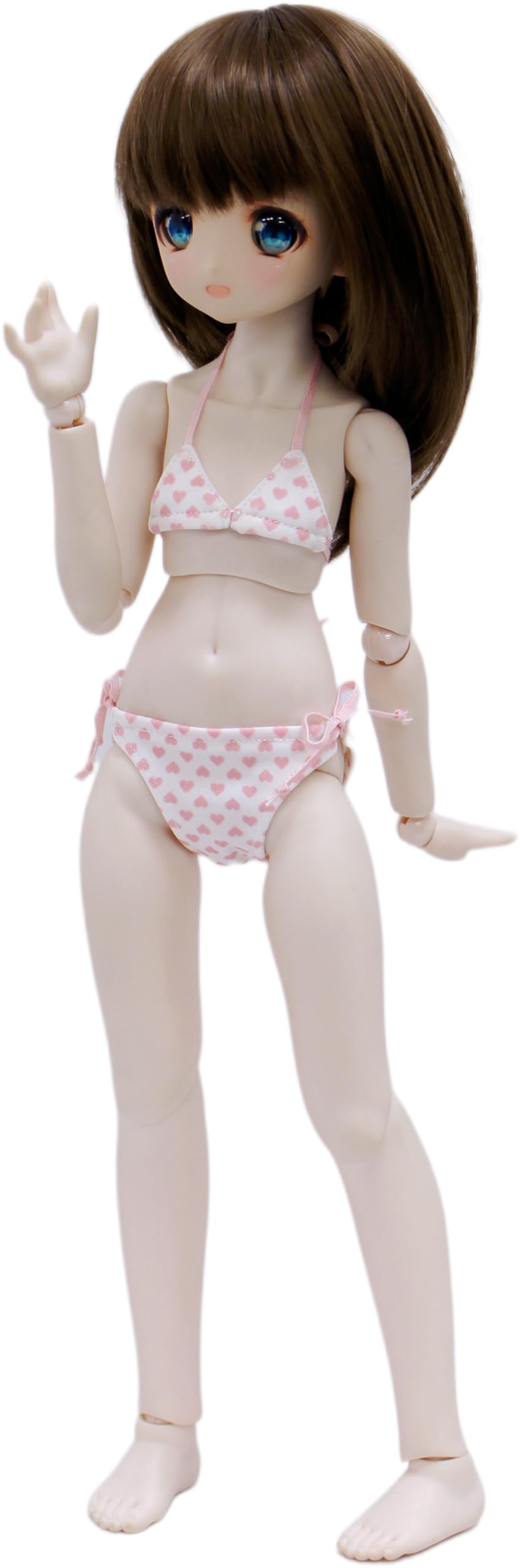 

[Petite Marie] 13 MDD (S-L bust) compatible, soft touch, heart pattern bikini swimsuit, heart pink, white background, 40cm doll, BJD doll clothes