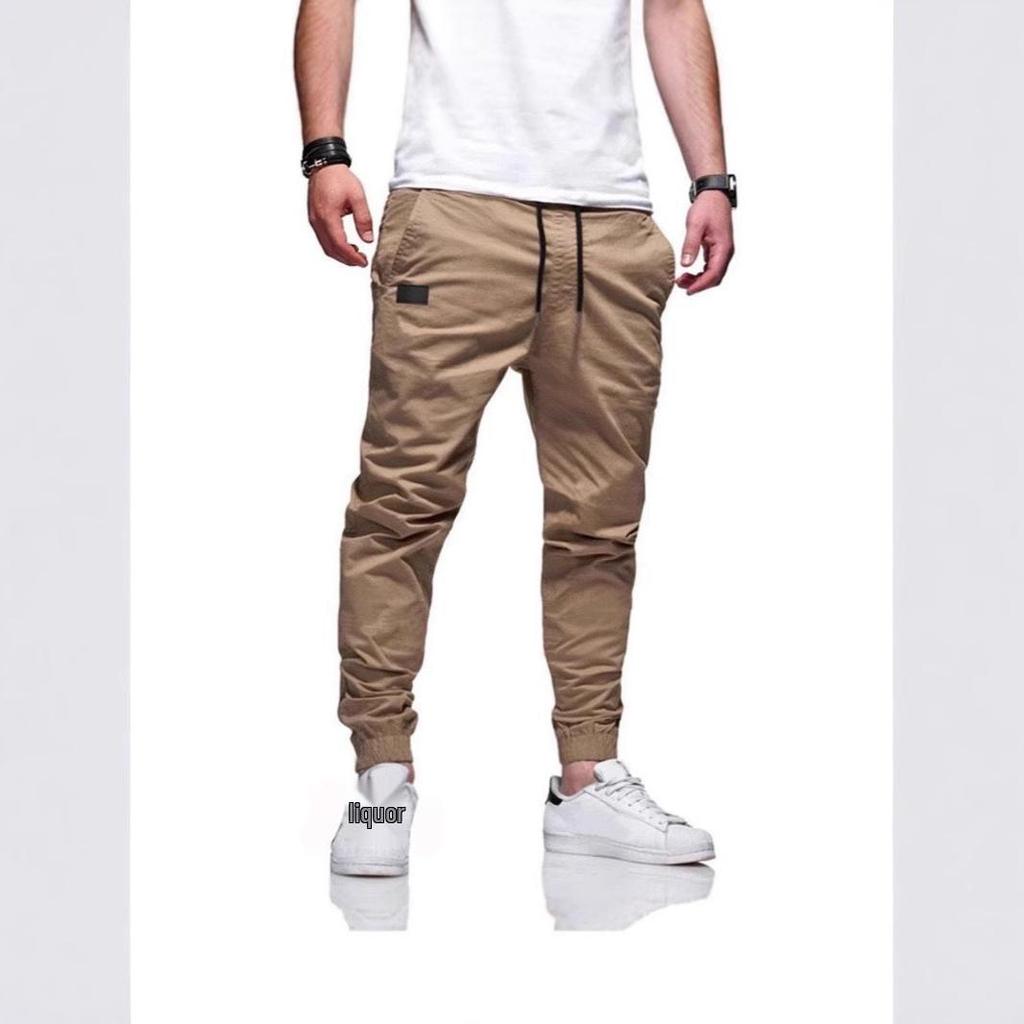 Pánské úzké pracovní kalhoty jednobarevné s manžetami - Ležérní kolekce 2024