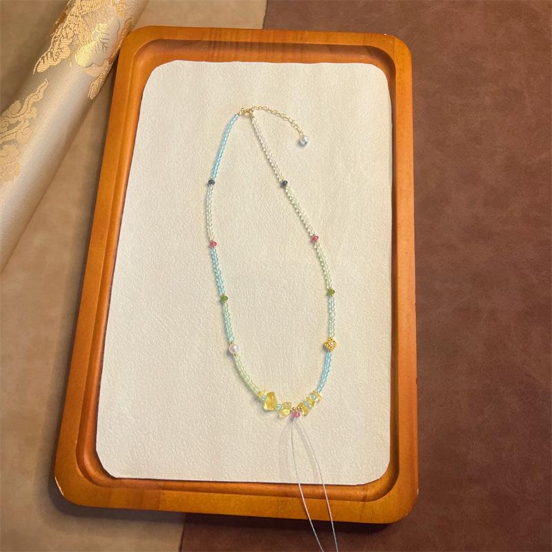 Летнее Свежее Цветное Асимметричное Колье с Бусинами Cord