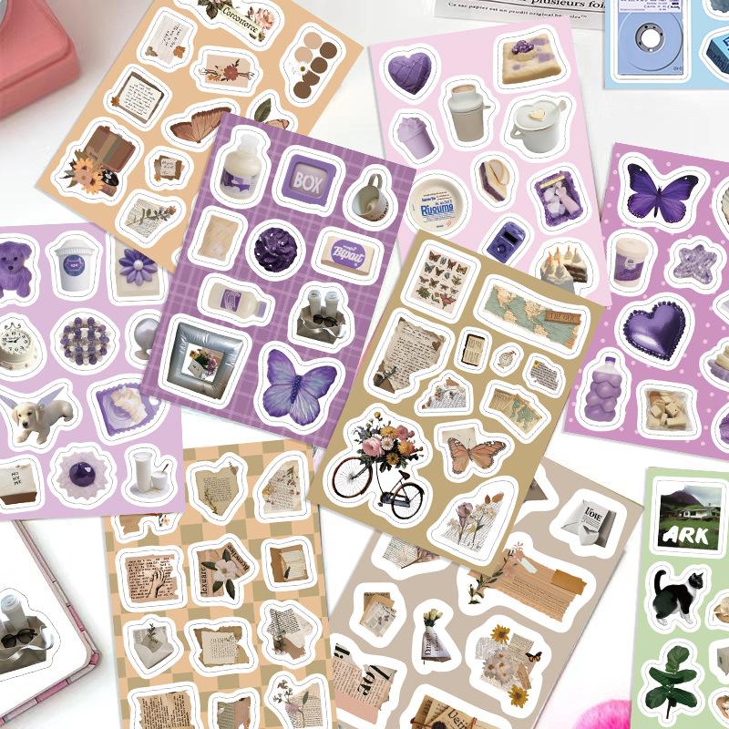 16 INS Simple Fenggu Card Collage Stickers DIY Hand Account Small Card Mobile Phone Case Decoration Korean Style