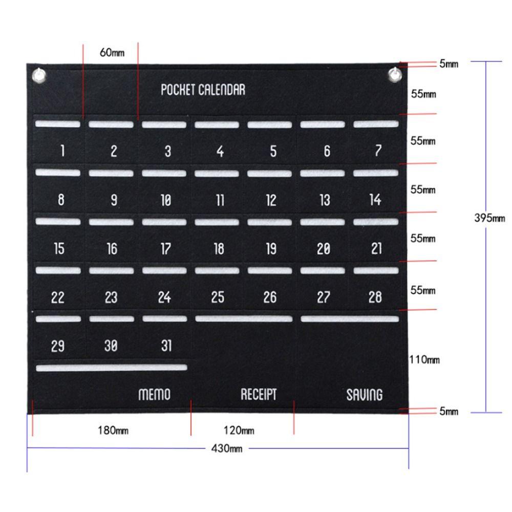 Hanging Wall Mounted Decorative Monthly Calendar Bag Storage Bag Chart Holder Wall Decoration