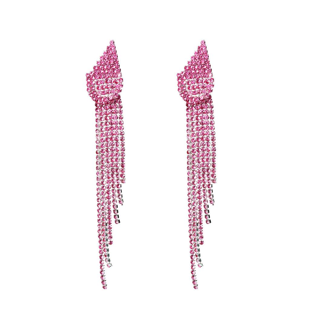 Temperament Luxury Super Flash Rhinestone Long Fringed Earrings
