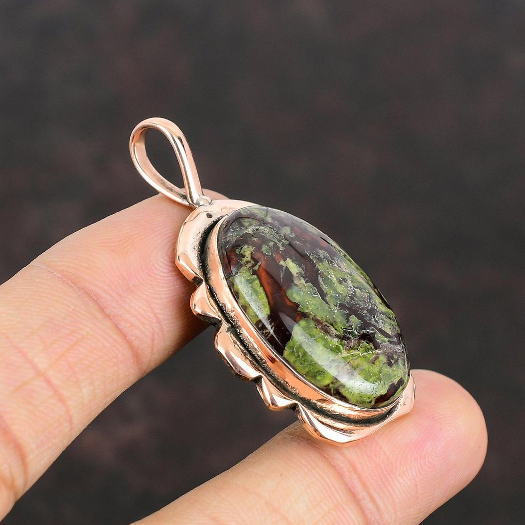 Dragon Bloodstone Pendant Copper Pendant Handmade Gemstone Pendant Dragon Bloodstone Jewelry Birthstone Pendant Copper Jewelry Gifts For Her