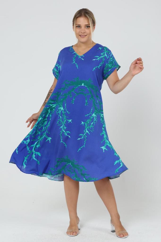 Vestido feminino tamanho grande Likapa verão plus size viscose decote em v manga curta vestido