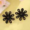 Elegant Alloy Diamondaccented Flower Earrings With Geometric Design For Wedding