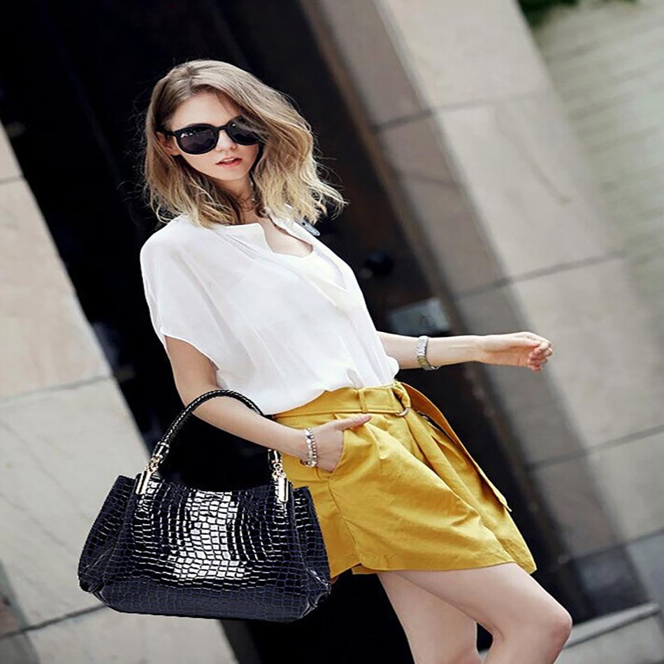 New Luxury Designe Women's Shoulder Bags Crocodile Print Bright Face Handbag Daily Commuting