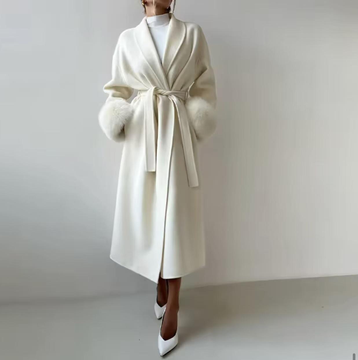 

European and American Women s Fashionable Wool Coat - Autumn/Winter INS Style Large