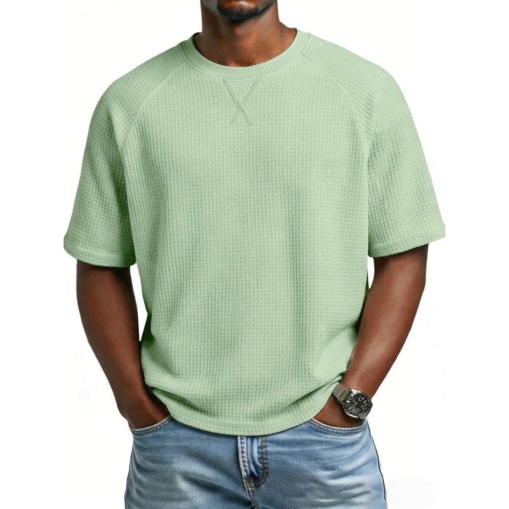 Men's -Knit Raglan Sleeve Round Neck Short Sleeve