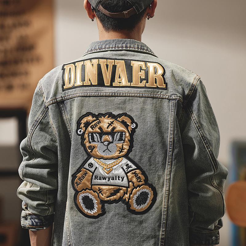 Little Bear Teen High-End Embroidered Men's Denim Jacket