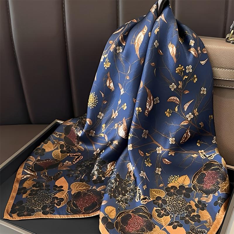 Silk Scarf Scarftop Headwraps For Women Vintage Four Seasons Hair Scarve 110X110Cm Hijab Foulard Bandana Femme Headscarf