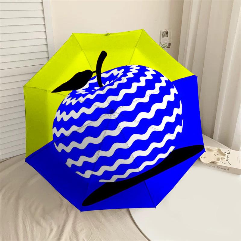 

1pc apple blue Automatic Open/Close Umbrella with Windproof, 8-Rib Sturdy Canopy, Durable Ribs, Fashionable Design1176A