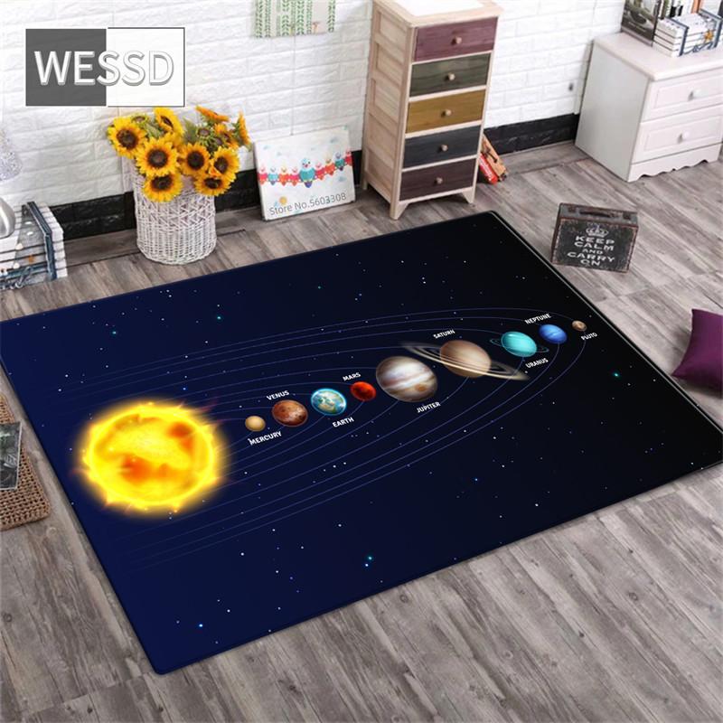 

3D ковер с солнечной системой для гостиной, ковер с космической планетой для мальчика, спальни, противоскользящий коврик для ванной, домашнего декора, напольный коврик 120x180cm 1pcs