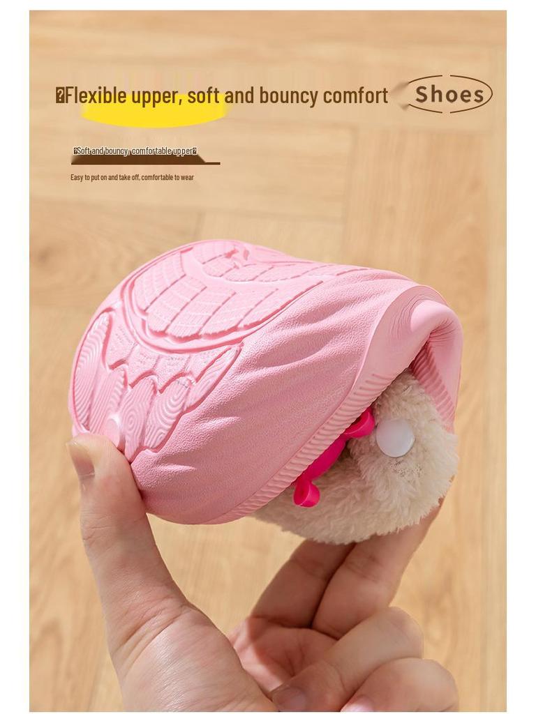 EVA Kids' Winter Cotton Slippers: Velvet-Lined, Non-Slip, Cute Cartoon Design, Removable, Parent-Child Match, for Boys and Girls