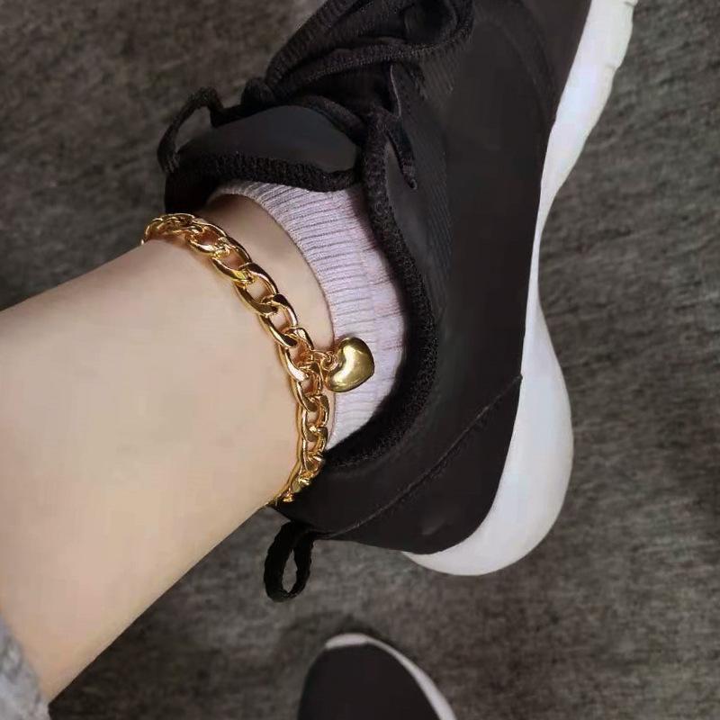 Summer Versatile Punk Wind Titanium Steel Anklet, Retro Personalized Stainless Steel Love Anklet Jewelry Anklet