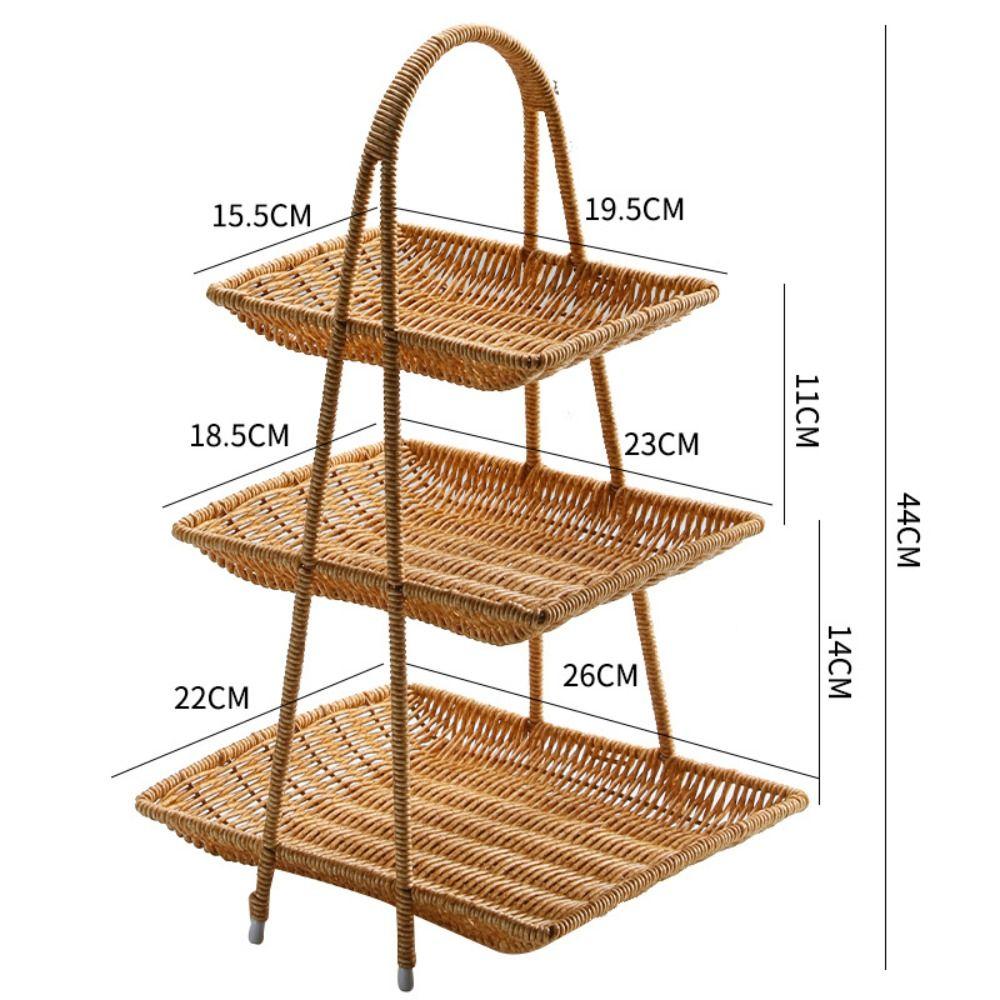 Rattan Imitation Fruit Storage Tray Square Dried Fruit Tray New Chinese Style Snack Rack  Desserts