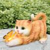 Cat Solar Garden Statue with Illuminated Butterfly Outdoor Decoration with Cat Holding Butterfly Lawn for Yard Patio