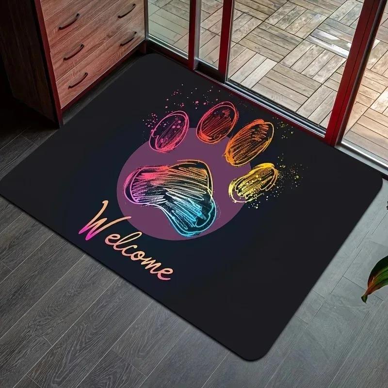 1PC LOVE Dog Pattern Door Mats Kitchen Rugs Non-Slip Pop Design Living Room Rugs Bath Mat Carpet for Home Sink Laundry Decor