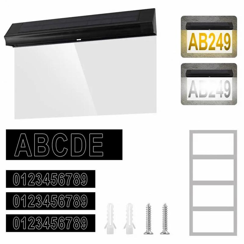 

30-LED Solar Address Sign House Numbers Light with 5 Alphabet+3 Group Number+4-Grid Paper A