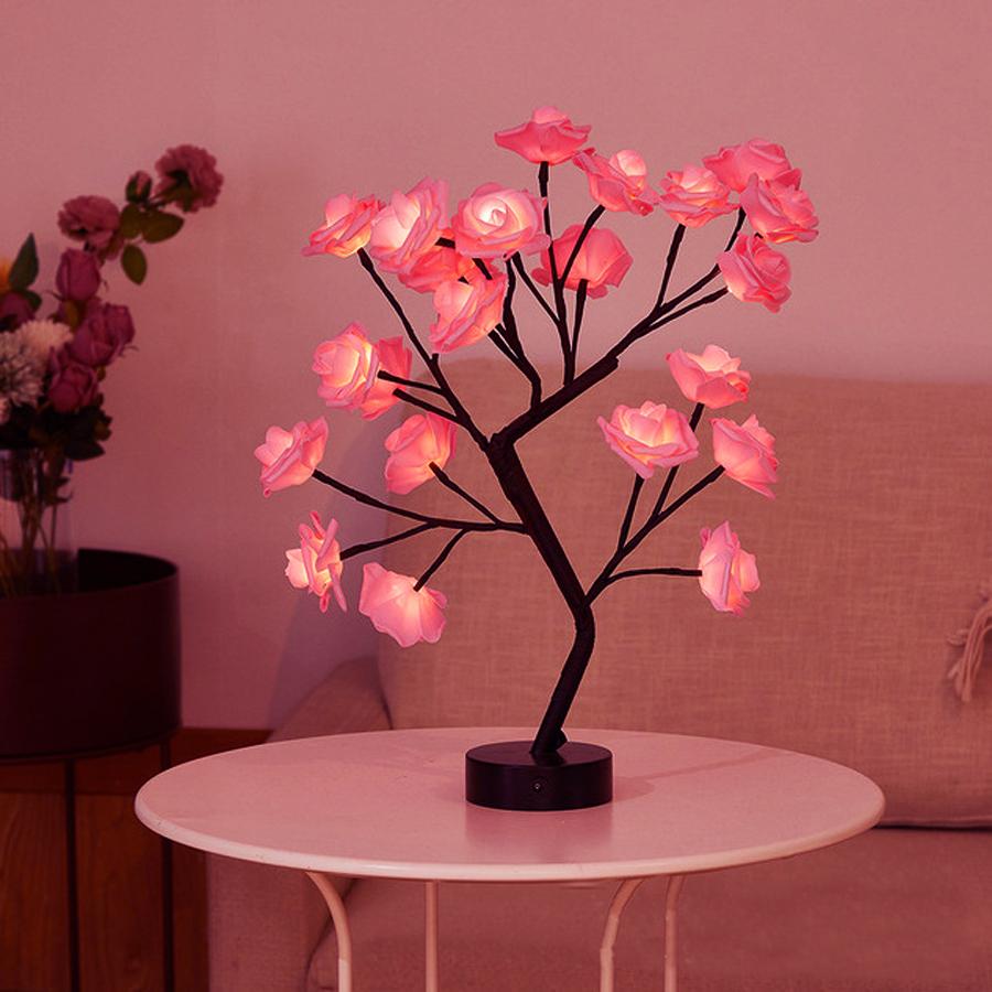 LED Rose Tree Lamp Holiday Desktop Gift Decorative Lamp Small Desk Lamp Night Light