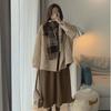 Korean Style Women's Small Winter Wool Coat with Quilted Lining - Non-Trendy