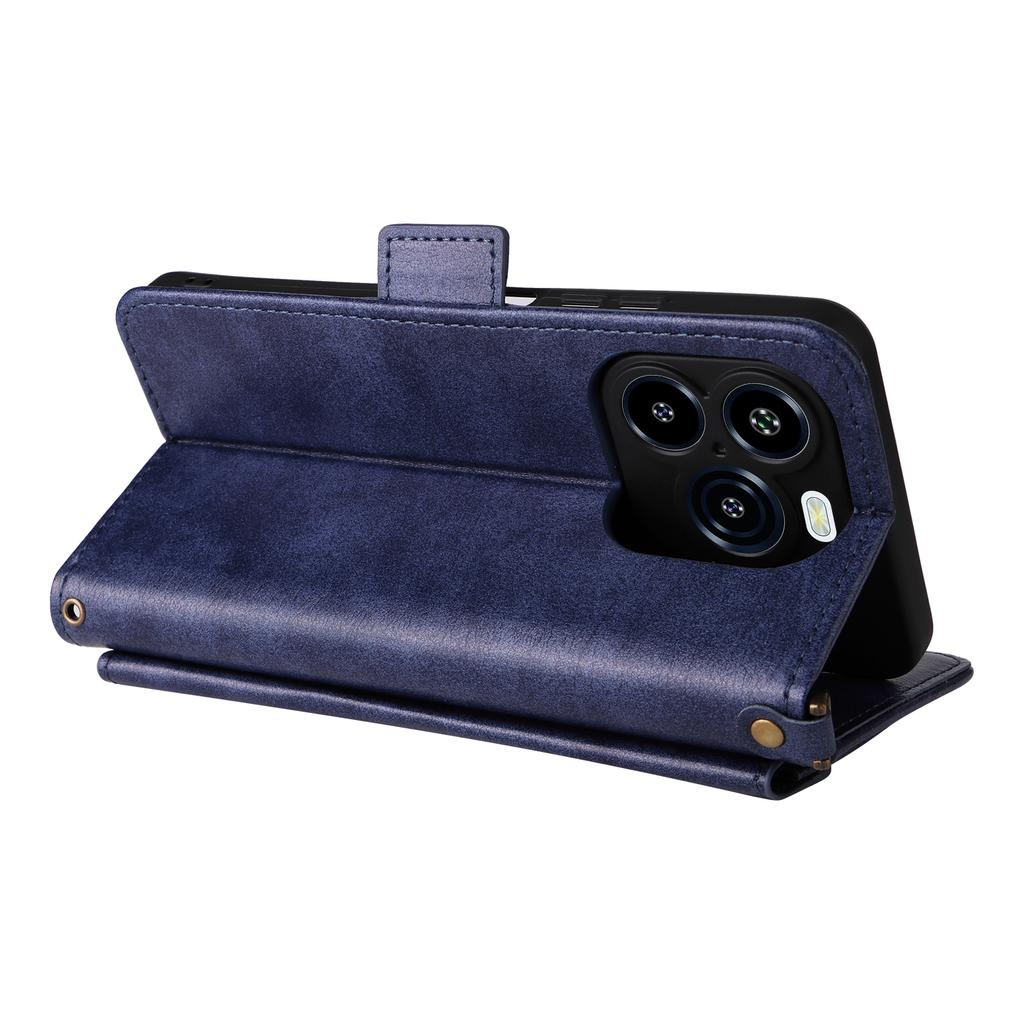 For Oukitel C65 Pro/C65 Leather Case Magnetic Closure Wallet Stand Phone Cover with Crossbody Strap