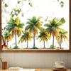 Fake Window Wall Sticker Summer Beach Ocean Coconut Tree Landscape Decal Stick And Peel Natural Seascape Scene Mural